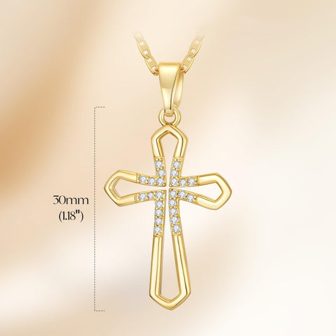 14K Gold Plated Cross Infinity  Pendant Necklace  for Women