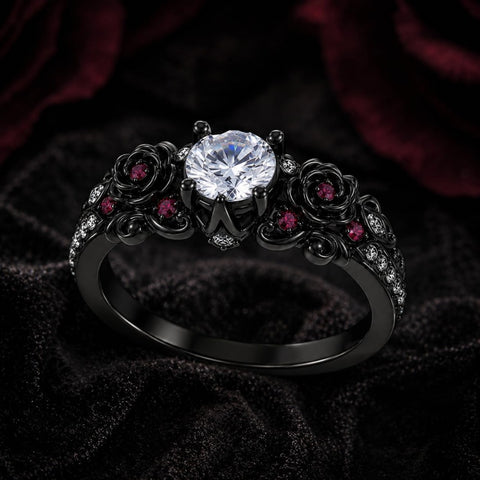 Sterling Silver 10K 14K 18K Gold Custom Engraved Moissanite Engagement Wedding Ring Halloween Gift