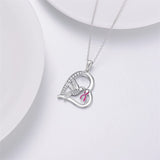 Sterling Silver Cubic Zircon Hummingbird Cancer Awareness Pendant Necklace Gifts for Women