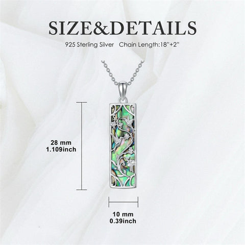 Sterling Silver Abalone Shell Bar Cardinal Bee Butterfly Hummingbird Dragonfly Phoenix Pendant Necklace for Women