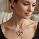 Sterling Silver Heart Pendant Birthstone Tree of Life Mother Child Family Necklace