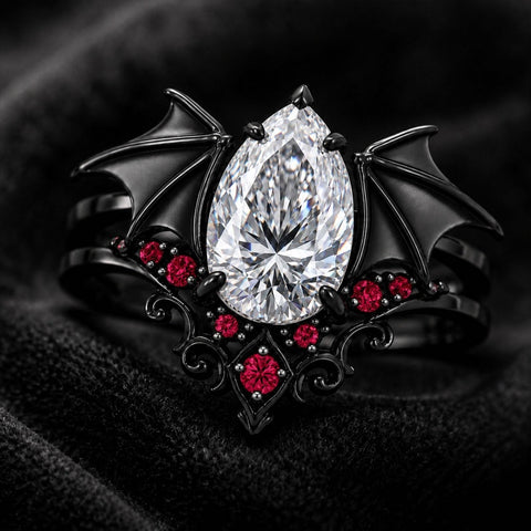 Sterling Silver 10K 14K 18K Gold Custom Engraved Moissanite Engagement Wedding Ring Halloween Gift