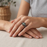 Sterling Silver 10K 14K 18K Gold 1-4CT Moss Agate Engagement Ring Promise Ring