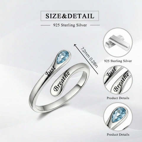 Sterling Silver I Am Enough God Is With Me Let Go Let God Faith Over Fear Faith Hope Love Just Breathe Open Ring