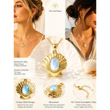 14K Gold Plated Moonstone Octopus Sea Turtle Conch Shell Starfish Seashell Ocean Necklace for Women