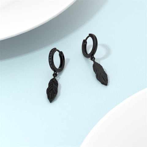 Sterling Silver Feather Arrowhead Axe Hoop Earrings