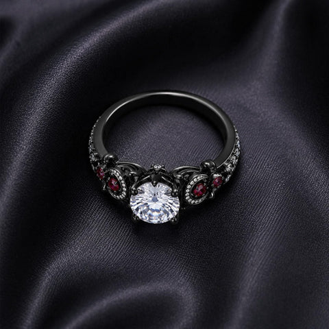 Sterling Silver 10K 14K 18K Gold Custom Engraved Moissanite Engagement Wedding Ring Halloween Gift