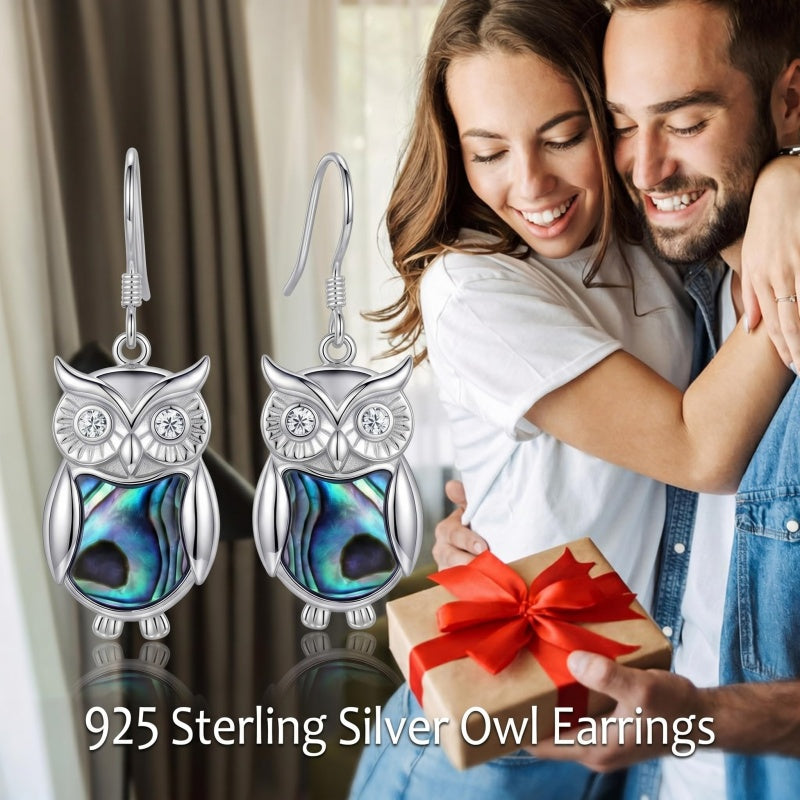 Sterling Silver Abalone Shell Hummingbird Owl Sea Turtle Cat Frog Horse Seahorse Dangle Earrings  Gifts for Christmas