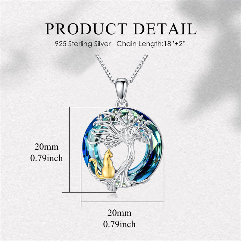 Sterling Silver Crystal Tree of Life Cardinal  Cat Hummingbird Dog Dragonfly Eagle Pendant Necklace