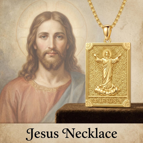 14K Gold PlatedJesus Saint Michael Saint George Saint Jude Pendant Necklace