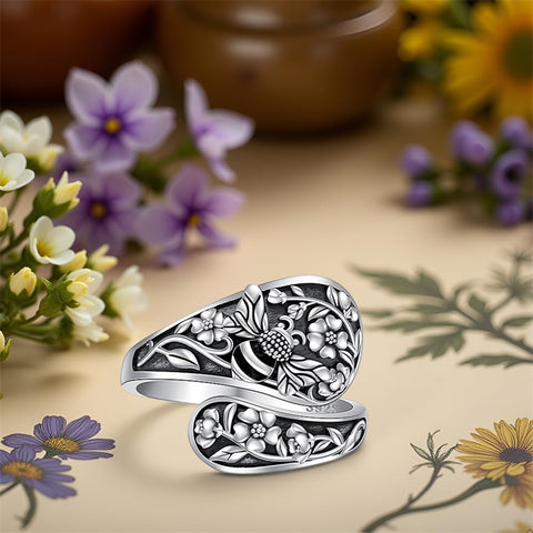 Sterling Silver Oxidized Dragonfly Butterfly Hummingbird Sea Turtle Anchor Cross Tree of Life Sunflower Spoon Ring