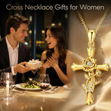 14K Gold Plated Cross Pendant Necklace Faith Jewelry Gift for Women