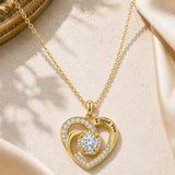 14K Gold Plated  Birthstone Heart Pendant  Necklace for Women Engraved with  I Love You