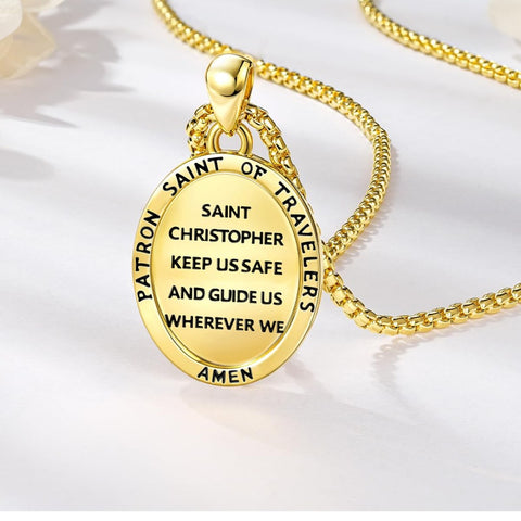Patron Saint Medals Protection  14K Gold Plated Necklace for Men