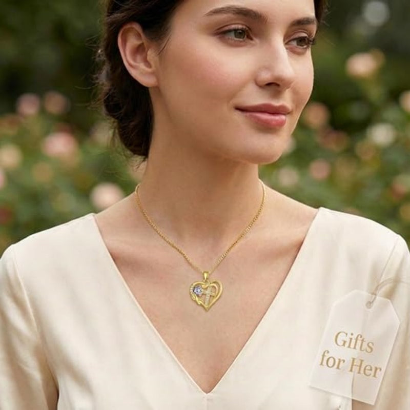 14K Gold Plated Heart Birthstone Infinity Cross Butterfly Necklace for Women