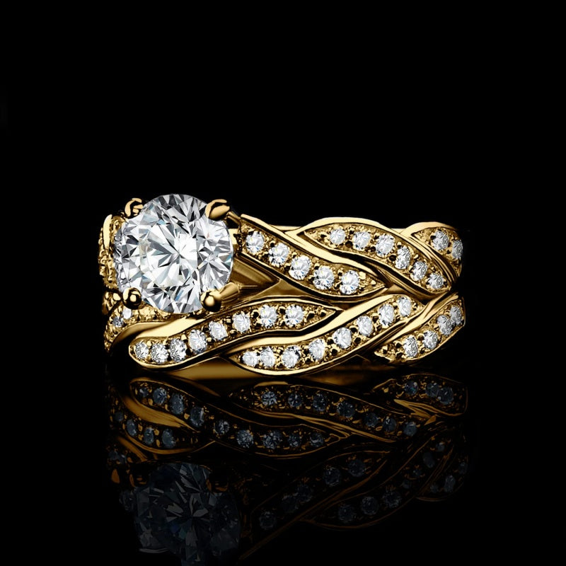 14K Gold Plated  1.5CT Cubic Zirconia  Wedding Bands Engagement Rings Promise Rings for Her