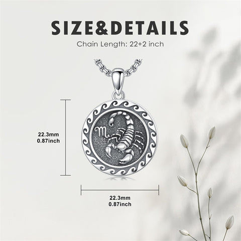 Sterling Silver 12 Zodiac Astrology Horoscope Pendant Necklace