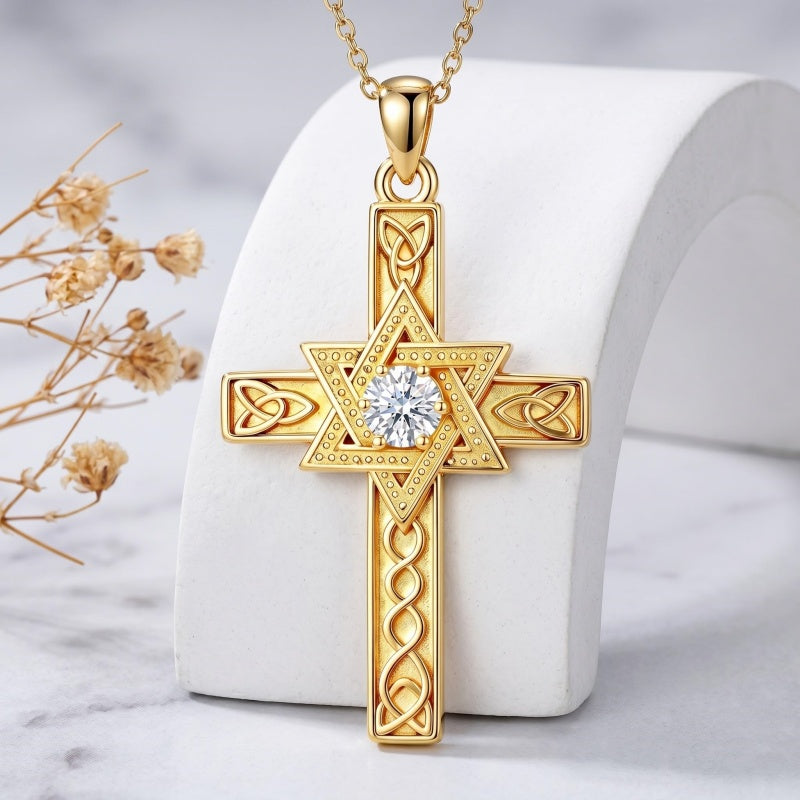 14K Gold Plated Cross Necklace for Women