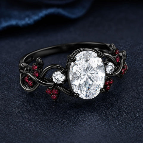 Sterling Silver 10K 14K 18K Gold Custom Engraved  Moissanite Gothic Ring for Women Halloween Gift