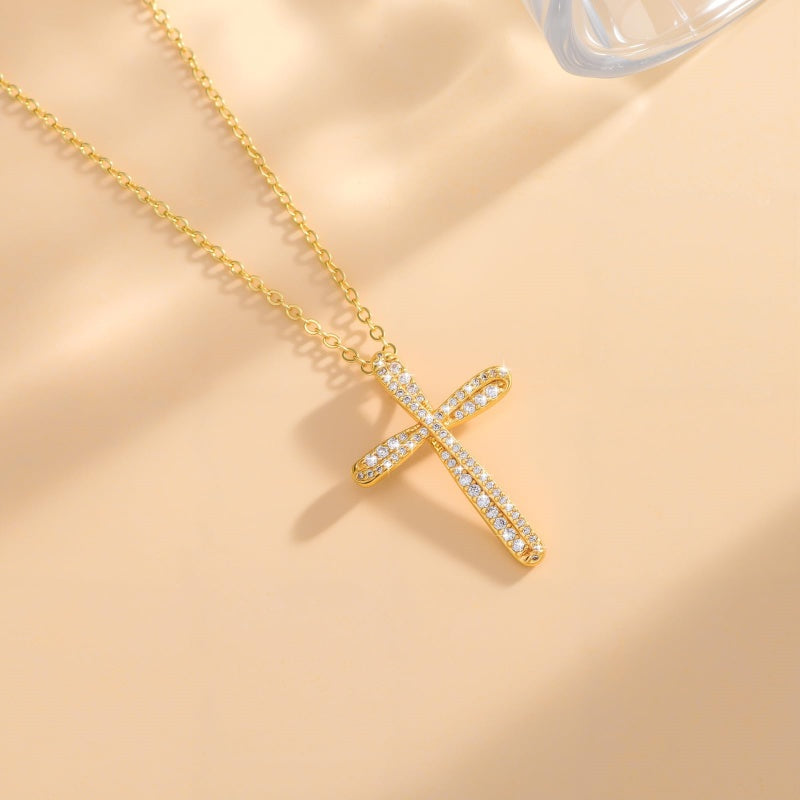 14K Gold Plated Cross Infinity  Pendant Necklace  for Women