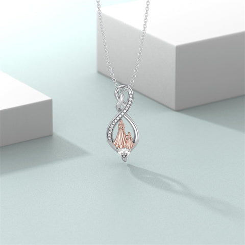 Sterling Silver Birthstone Infinity Heart Mother Daughter Pendant Necklace
