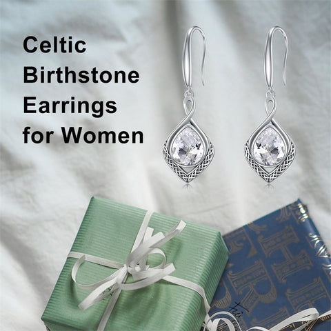 Sterling Silver Birthstone Celtic Knot  Infinity Earrings Christmas Jewelry