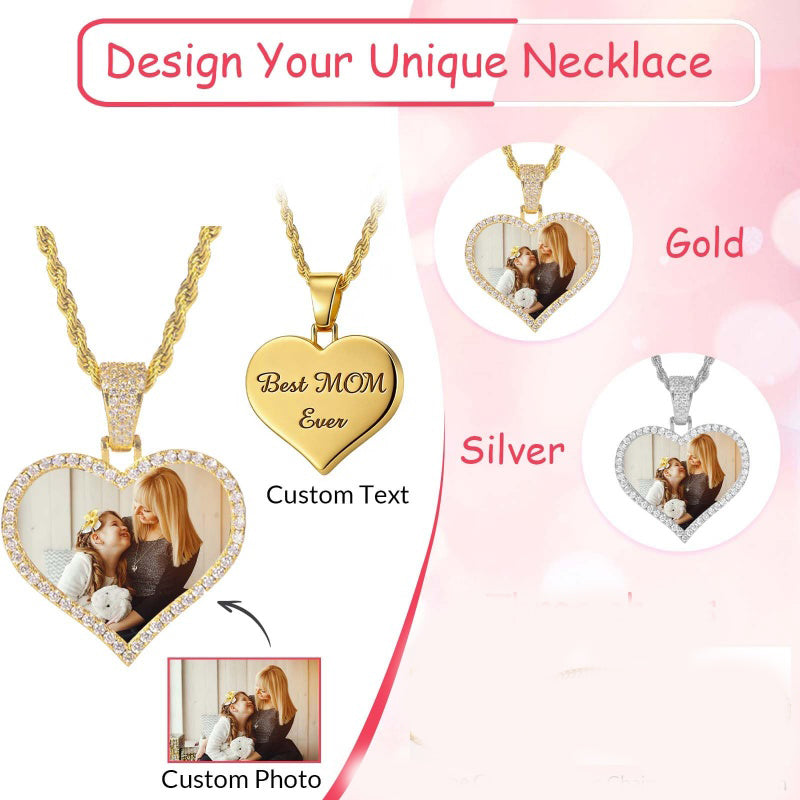 14K Gold Plated Personalized Photo Pendant Necklace Personalized Gift