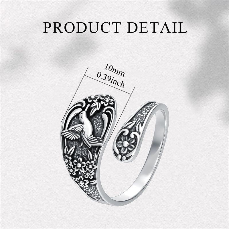 Sterling Silver Oxidized Dragonfly Butterfly Hummingbird Sea Turtle Anchor Cross Tree of Life Sunflower Spoon Ring