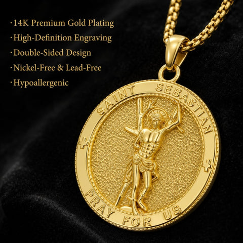 Patron Saint Medal Gold Plated Catholic Pendant Christian Religious Necklace Amulet Jewelry