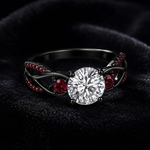 Sterling Silver 10K 14K 18K Gold Custom Engraved Moissanite Engagement Wedding Ring Halloween Gift