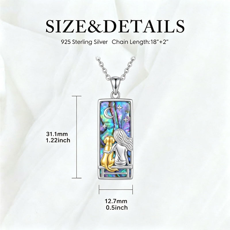 Sterling Silver Abalone Shell Tarot Card Pendant Necklace Gifts for Birthday Halloween Anniversary Valentine’s Day