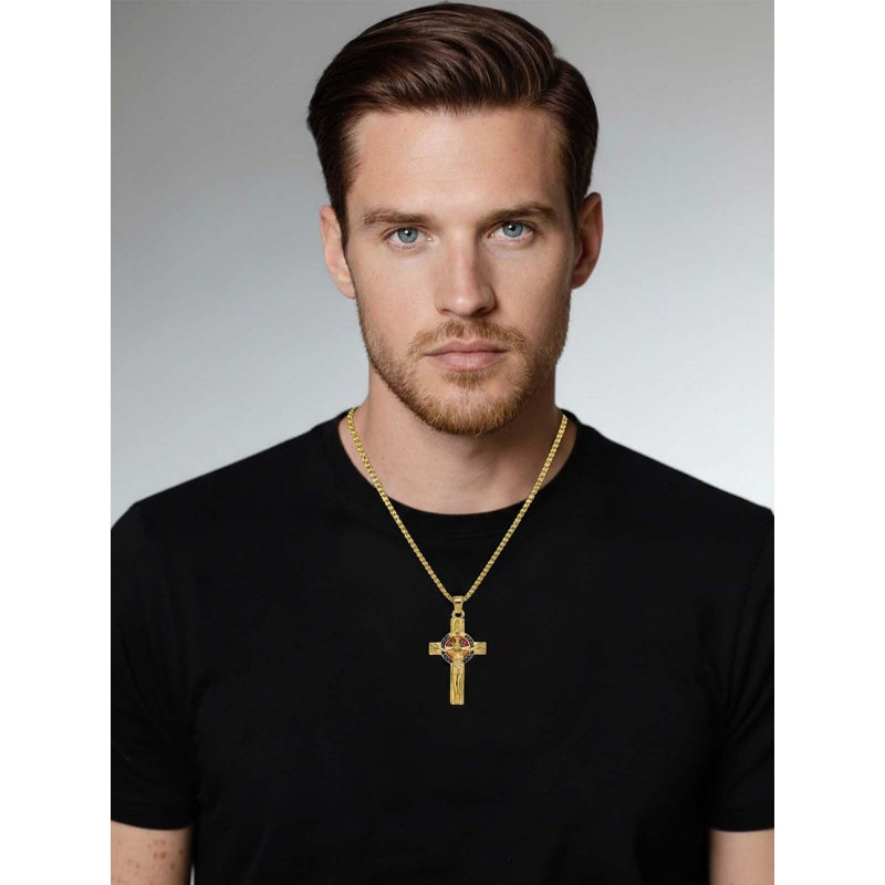 St Michael St Benedict  St Christopher Virgin MaryPendant Necklace 14K Gold Plated Christian Catholic Jewelry