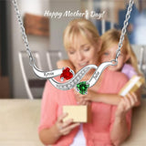 Sterling Silver Personalized Birthstone Name Wave Pendant Family Necklace