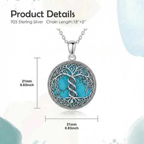 Sterling Silver Turquoise Sun and Moon AA Sobriety Celtic Knot Cross DNA Star of David Tree of Life Pendant Necklace