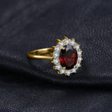 14K Yellow Gold Plated Birthstone Halo Engagement Rings for Women