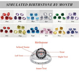Sterling Silver Personalized Birthstone Engraved Class Ring High School Ring