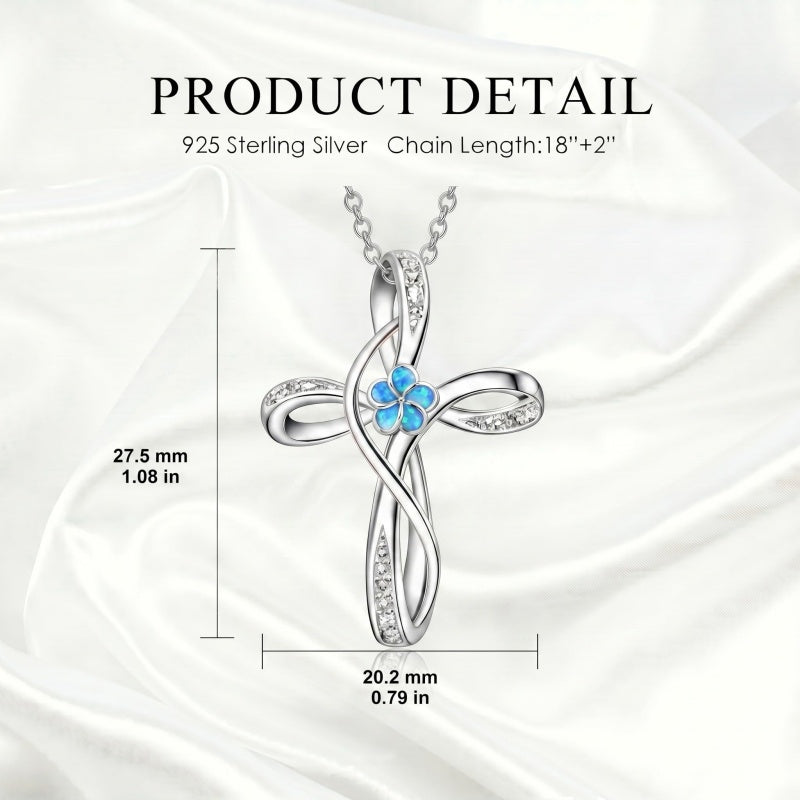 Sterling Silver Daisy Rose Plumeria Lotus Sunflower Cross Pendant Necklace for Women