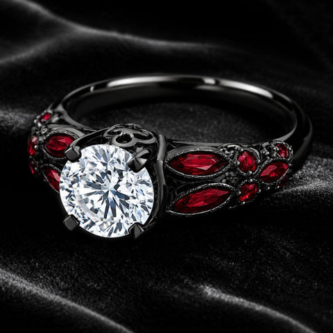 Sterling Silver 10K 14K 18K Gold Custom Engraved Moissanite Engagement Wedding Ring Halloween Gift