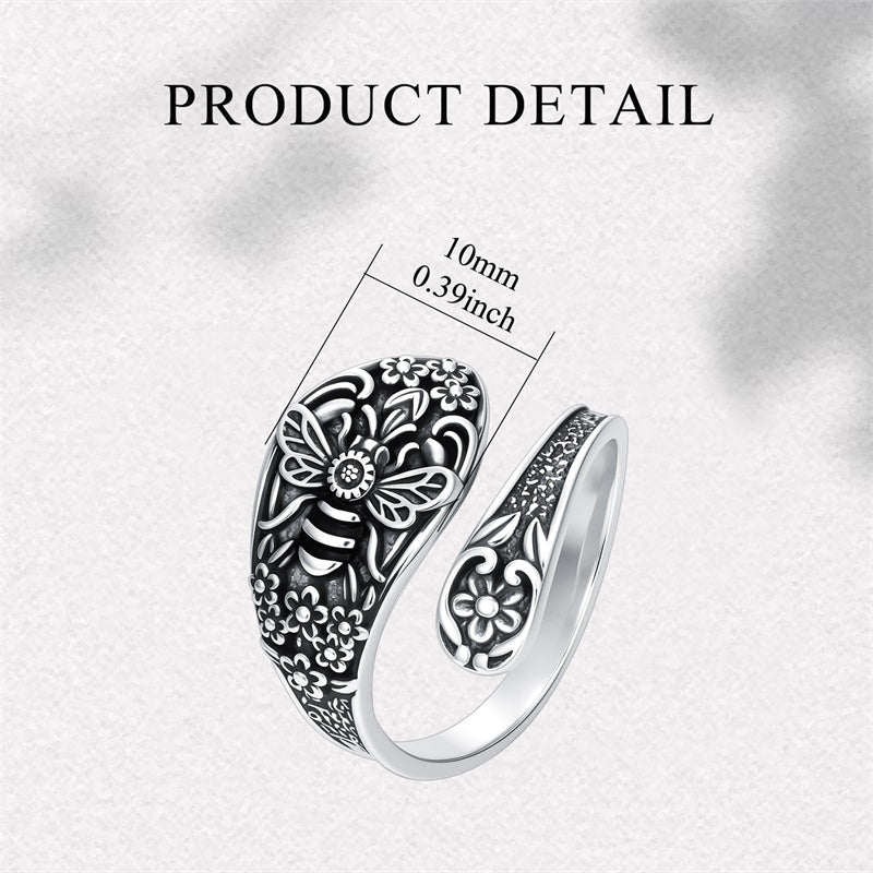 Sterling Silver Oxidized Dragonfly Butterfly Hummingbird Sea Turtle Anchor Cross Tree of Life Sunflower Spoon Ring