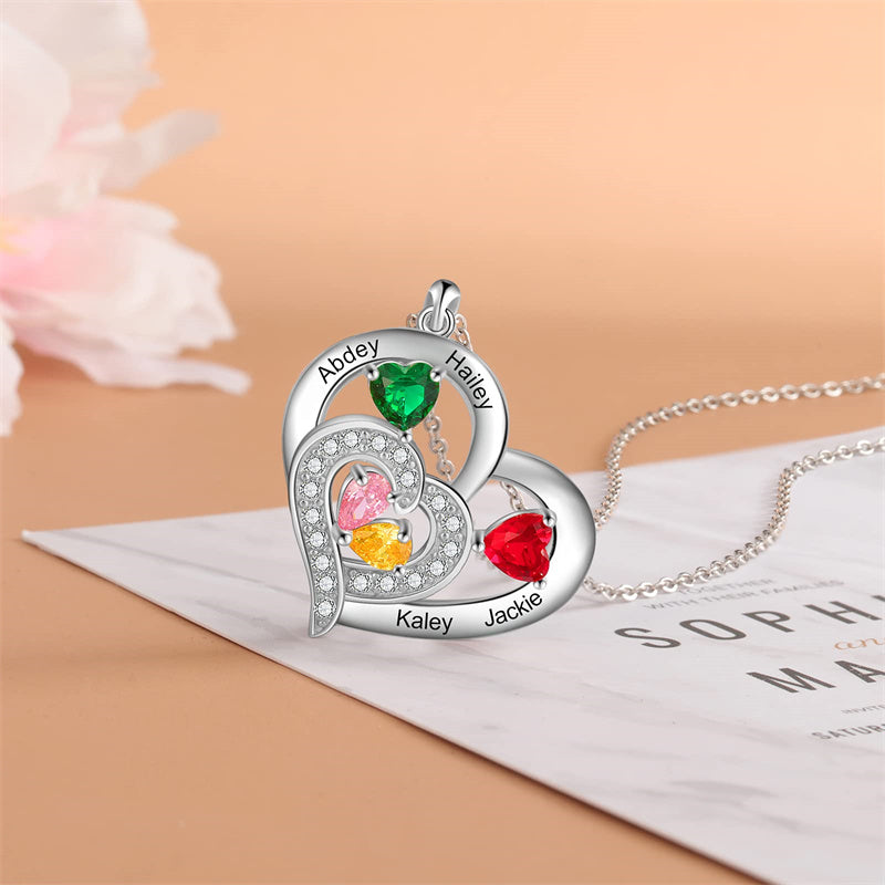 Sterling Silver Personalized Name Birthstone Mothers Necklace for Women