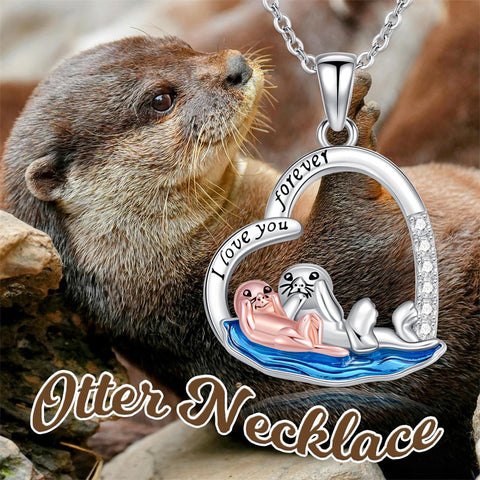 Sterling Silver Raccoon Dolphin Sea Otter Wolf Sloth Mother Daughter Pendant Necklace