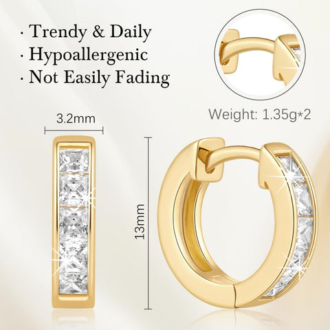 14K Gold Plated Cubic Zircon Hoop Earrings for Women