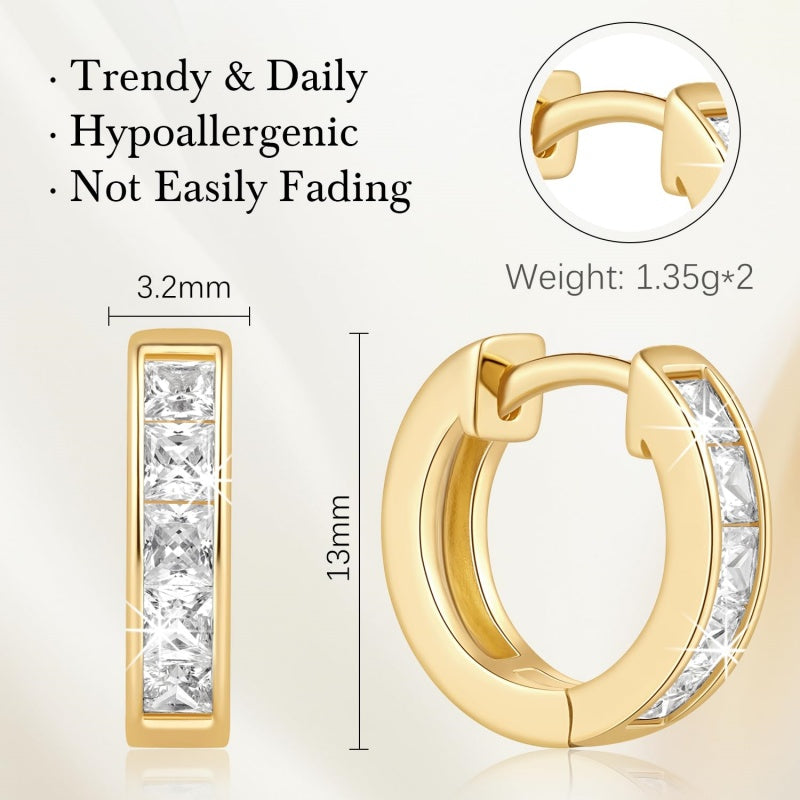14K Gold Plated Cubic Zircon Hoop Earrings for Women