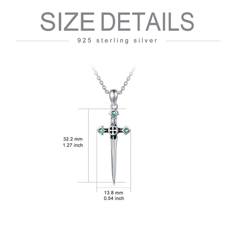 Sterling Silver Dagger Necklace Cross Dagger Evil Eye Dagger Evil Eye Pendant Necklace