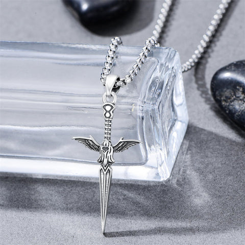 Sterling Silver Medieval Sword Dagger Pendant Necklace