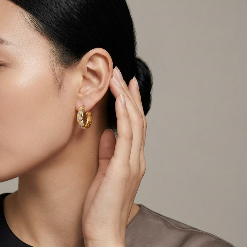 14K Gold Plated Hoop Earrings Jewelry Gift for Birthday Anniversary Mother's Day