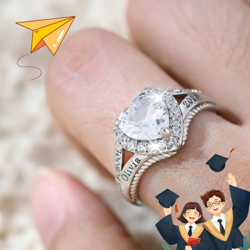 Copper Sterling Silver Personalized Birthstone High School College Class Ring Graduation Memorial Rings Gifts for Her