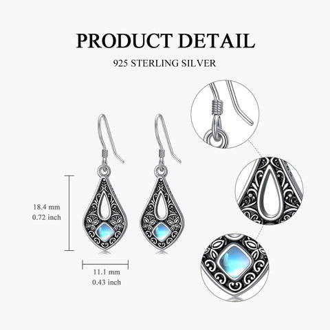 Sterling Silver Moonstone Filigree Bee Dragonfly Hummingbird Butterfly Dangle Earrings for Women Christmas Gift