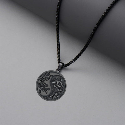 Sterling Silver Yin Yang Wolf Dragon Scorpion Tiger Wolf Phoenix Pendant Necklace