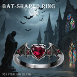 Sterling Silver 10K 14K 18K Gold 2-5CT Heart  Birthstone  Gothic Skeleton Halloween Skull Bat Ring